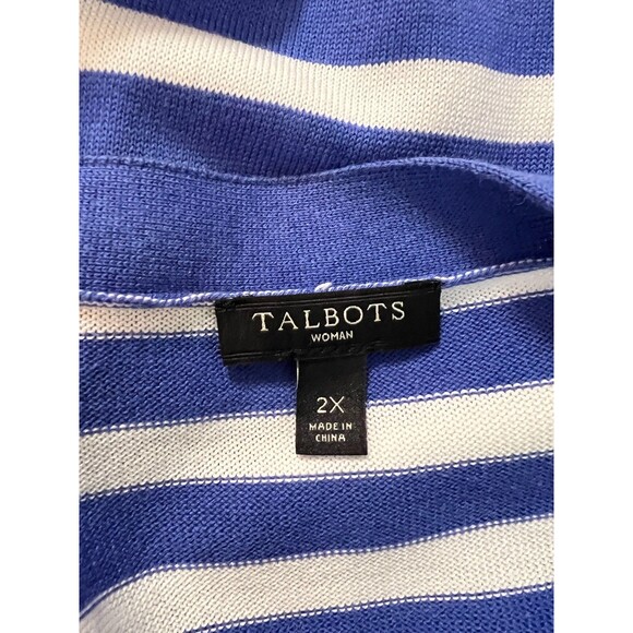 Talbots Cardigan Sweater Womens Plus Size 2X Open Front Striped Long - Picture 9 of 11
